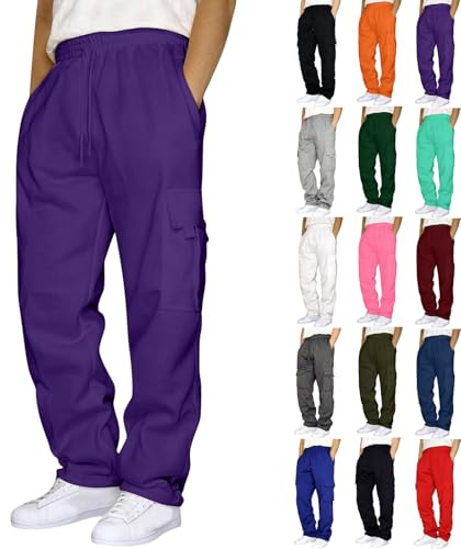 Pantaloni della tuta cargo da uomo, grandi e alti, vestibilità ampia, casual, da allenamento, pantaloni da corsa, con coulisse, gamba larga, cargo