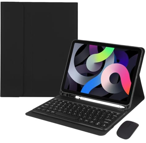 HENGHUI Keyboard Mouse for Galaxy Tab A8 10.5 inch Keyboard Case with Bluetooth Mouse Cute Round Key Detachable BT Color Keyboard Cover,Black