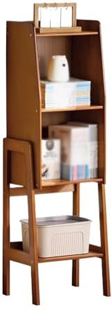 Bücherregal aus Bambus mit 3 Zellen für Wohnzimmer, Büro, Arbeitszimmer, hohes Standregal mit hohen Füßen