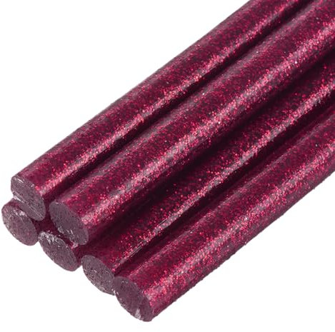 sourcing map 6pcs Mini Hot Glue Sticks for Glue Gun 7mm x 100mm Small Glue Sticks, Glitter Rose Red