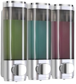 Seifenspender Wandbefestigung 3er Set, Shampoo Duschgel Spender Ohne Bohren, Auslaufsicher, 300ML Flüssigkeitsabgabe, Hochwertiger ABS Kunststoff für Badezimmer Küche Hotels