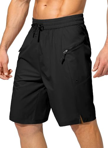 Tansozer Men's Swimming Shorts Quick Dry Waterproof Boardshorts Summer Beach Swim Trunks with Zipper Pockets - No Mesh Liner Black L