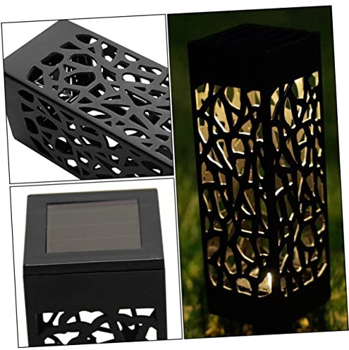 ibasenice 2 Pezzi Luce solare per prato del prato di percorso all'aperto Illuminazione del percorso da giardino luce del percorso luce esterna esterne plastica Nero