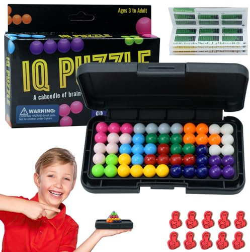 MSIHEY IQ Puzzle mit 200 Herausforderungen, Smart Games 2D 3D Smart Games ab 6, IQ Spiele Mit 10 Likes-Aufklebern Denkspiele zur Förderung von Logik & Kreativität