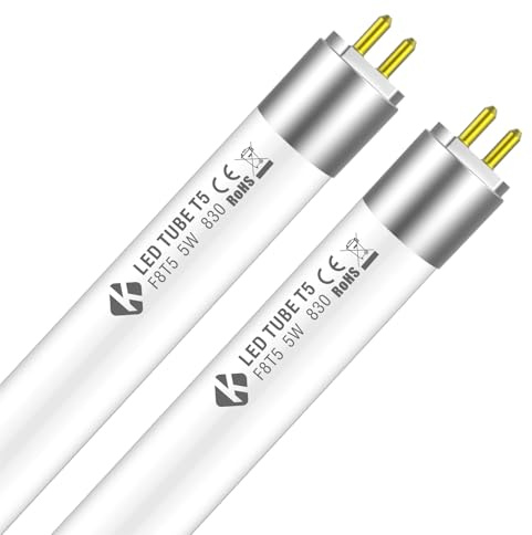 KENIU EVG KVG T5 LED Leuchtstoffröhre 288mm 3000K 5W 680lm, 2 Stück | Ersatz für T5 EVG KVG 300mm L8w, Für Küchenbeleuchtung, Badezimmer, Notbeleuchtung, Sofortiger Einstart, Kein Blinken