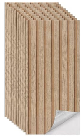 Yellow Wood Panels for Walls, Acoustic Self Adhesive Wall Panels Sound Absorbing Wooden Slats, Decorative 3D Wall Panels, Modern Wall Decor for Office, Bedroom, Kitchen, 60x30cm 10 PCS