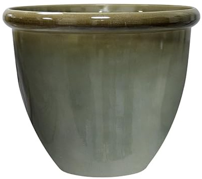 Gardening Naturally Cortona High-Gloss Indoor Outdoor Plant Pot – Black and Blue Planters in Multiple Sizes (Olive, Small)