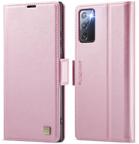 Teeirllim Hülle für Samsung Galaxy Note 20 Handyhülle, RFID-Blockierung, Premium PU Leder, Kartenfach Klappbar Tasche Flip Case, Klapphülle Schutzhülle für Samsung Galaxy Note 20, Rosa