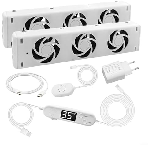 Smart Heizkörper Lüfter 50 CFM Drehzahlregulierung mit Thermostat Energiesparend Geräuscharm Weiß 47x6,9x3 cm für MXRV-25 Serie, heizungsventilator (MXRV25-P02)
