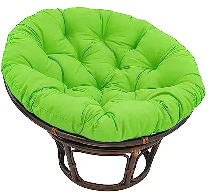Um 360 Grad drehbarer Sessel, gemütlicher Rattan-Sessel mit Kissen, für den Innen- und Außenbereich, Grün, 60 x 60 cm, stilvolles Mond-Design