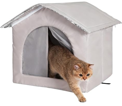 Weather Resistant Cat Bed - Sturdy Aluminium Feline Shelter, All Season Protection, Removable Roof Easy Clean with Raised Base | Coxy Garden House For La