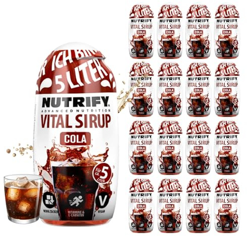 NUTRIFY Vital Drink Sirup Cola 16 x 65ml Getränkekonzentrat Squeeze Flasche für unterwegs - 1:80 ergibt 80 Liter Fertiggetränk