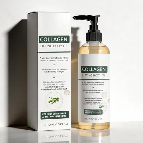 Collagen Lifting Body Oil - After Shower, With Hydrating Formula for Neck Chest Arms Thighs All Skin, Silky Texture for Fresh and Luminous Skin, for Women & Men, 3.38 Fl Oz (1 Pack)
