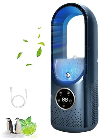 Portable Air Conditioner USB Powered Cooling Fan with 6 Wind Speeds 6-Hour 3-Second for Home Bedroom Office - Great Gift Family Friends (Blue)