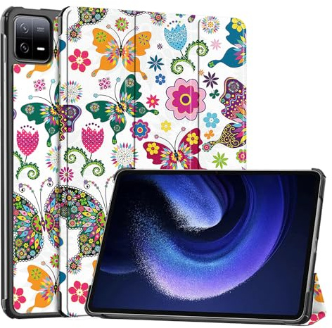 Techsuit für Xiaomi Pad 6 und Pad 6 Pro Hülle mit 360 Schutz, Verstellbarem Ständer, Mikrofaser Innenfutter, Schlankem Design, Anti Fingerabdruck, FoldPro Series, PU Leder, Schmetterling
