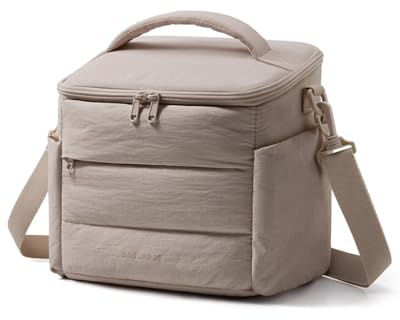 bagsmart Kühltasche Lunchtasche Damen, isoliert, wasserdicht, auslaufsicher | PEVA, BPA-frei, 5mm EPE, abnehmbarer Schultergurt, 2-Wege-RV, Vordertasche, Seitentaschen, Arbeit/Strand/Picknick, Geschenk