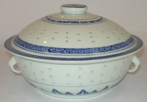 Sopera con tapadera - Cerámica - Diseño arroz - Diámetro 25 cm - Calidad garantizada