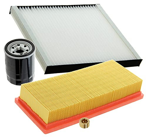 BESTPRICE Set di filtri di ispezione con 1x filtro olio, 1x filtro aria, 1x filtro abitacolo, 1x tappo di scarico olio con guarnizione, COMPATIBILE CON - FIAT PANDA (169_)