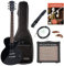 Rocktile L-100 BL E-Gitarre schwarz Starter Set - Single Cut-Modell - Korpus: Linde - 2x Humbucker Tonabnehmer - inklusive Verstärker, Gigbag, Kabel, Picks, Gurt und Schule - Schwarz
