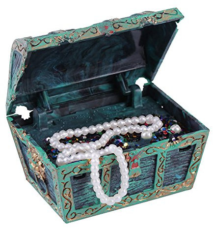 Aquarium Dekorationen, Künstlich Deko Treasure Jewelry Box Ornament für Fisch Tank Aquarium Landschaft Dekoration, Grün