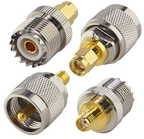 YILIANDUO RF Antenne Adapter SMA auf UHF PL259 4 Typ Set SMA an SO239 Nickel Stecker Buchse für Baofeng Walkie Talkie Handheld SDR Ham Radio CB Funk MEHRWEG