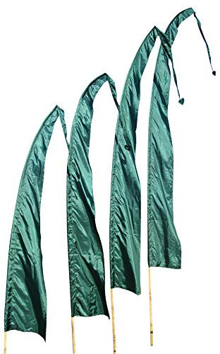 Asiastyle Balifahne | Farbe: dunkelgrün | 3 Meter lang | ohne Stange | aus echtem Satin | Originale Umbul Fahne