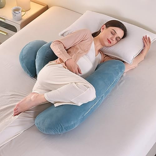 SHANNA 2024 Neu Schwangerschaftskissen Einstellbar, Komfortkissen Erwachsene, Ganzkörperkissen, Stützkissen Body Pillow, Stillkissen Körperkissen Abnehmbar Waschbar(Blau)