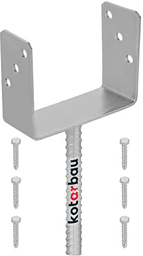 KOTARBAU® U Pfostenträger zum einbetonieren 161 mm Alle Größen Lichte Breite 51mm-161mm Riffelstahl Betonanker für Holzpfosten Feuerverzinkt Steindolle Fest Bodenhülse Stahl Anker