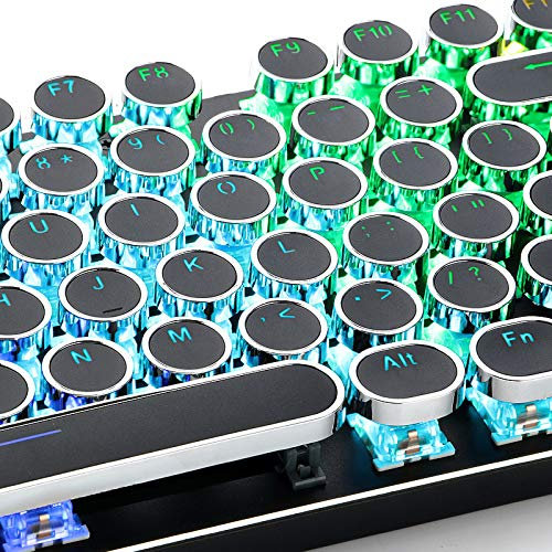 TopHGC Keycaps pour Clavier mécanique, 104 Keycap Set Retro Machine à écrire Style Punk Cap Rond clé pour la Plupart Clavier rétro-éclairé (Noir)
