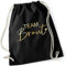 Miss Lovely JGA Turnbeutel Rucksack TEAM BRAUT Stofftasche mit Herz für Junggesellenabschied Bride Crew Farben schwarz & gold Baumwolle Maße 37 x 46cm