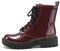 Soda Feste Stiefelette mit Stollensohle, Schnürschuh mit seitlichem Reißverschluss, Burgunderroter Lack, 38.5 EU