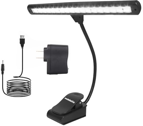 Vshinic Music Stand Light, Clip On Piano Lights 18 LED Orchestra Light Book Lamp Musician Lamp, Fully Adjustable No Flicker for Piano, Book Reading, DJ Craft Work (powered by AA batteres, AC Adapter)