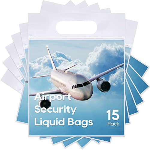 OrgaWise 15Pcs Buste per Liquidi Aereo Aeroportuale Borsa Trasparente Volo 20cm x 20cm Riutilizzabile