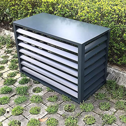 Klimaanlage Zaun Bildschirm, Abdeckung Der Außeneinheit Einer Klimaanlage Aluminium Schutzgitter Für Klimaanlagen Und Wärmepumpen Rack Klimaanlage Shell Jalousien ( Color : Gray-4 sides , Size : 100*7