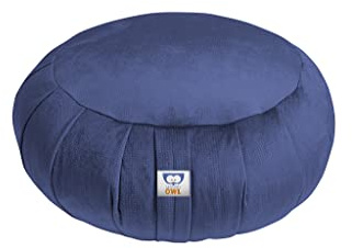 Sensory Owl Meditationskissen Yoga Kissen Zafu Samt Buchweizen Rund Dunkelblau