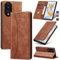 Jasonyu Coque pour Honor 90 5G, Housse Etui en Cuir PU Portefeuille [Antichoc] [Magnétique] [Porte Cartes] [Stand Fonction] Flip Coque (Brun)