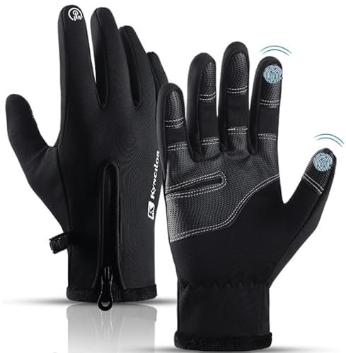 Handschuhe Herren Damen Winter,Fahrradhandschuhe,Winter Warme Fahrradhandschuhe Winterhandschuhe Fahrradhandschuhe, Sporthandschuhe Laufhandschuhe Touchscreen Winddichte rutschfest Elastisch,Schwarz