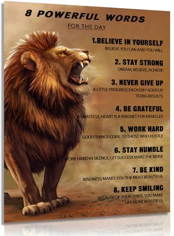 Dazzlewall Motivation Löwe Wandbilder Inspirierende Zitate Leinwand Bilder für Schlafzimmer Fitnessstudio Büro Deko 30x40 cm Ohne Rahmen