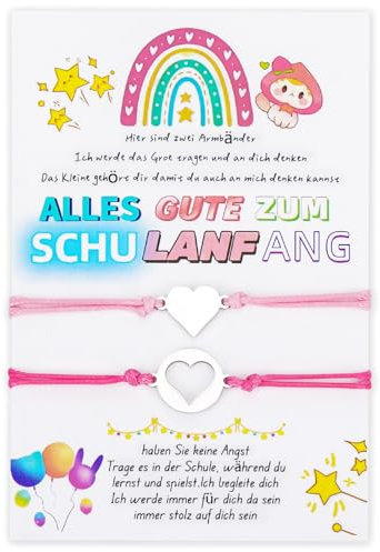 Bomtop 2 Schulkind Armband Mädchen Geschenke zur Einschulung, Armband Schulkind Mama Armbänder Einschulung Geschenk Karte Erster Schultag Schultüte Füllung Schulanfang Classroom Decorations Mädchen