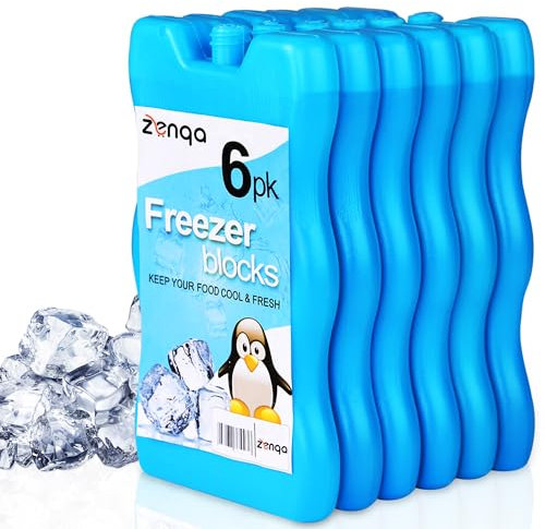 ZENQA 6 Pack Ice Packs for Cool Box Freezer Blocks | Ice packs for Lunch Box Ice Blocks for Cool Bags | Reusable Slim Ice Blocks Picnic Travel Kids School Camping Outdoor