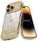 Teageo Cute Heart Pattern Curly Phone Case for iPhone 14 Pro, Wave Frame Glitter Case for Girls Women Aesthetic Bling Cover Shockproof Soft TPU Bumper for iPhone 14 Pro, Gold