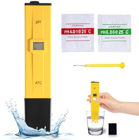 PH Messgerät - PH Meter mit LCD Anzeige Hochpräziser Wasserqualitätstester Mit ATC-Funktion für Trinkwasser, Schwimmbad, Aquarium, Pool