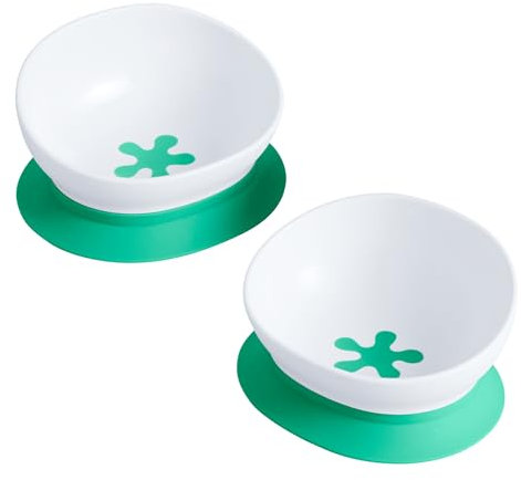 doddl Twin-Pack of The 2-in-1 Baby and Toddler Bowl (2 Bowls) with Suction and Non-Slip Base. Baby Weaning Essentials. Aqua