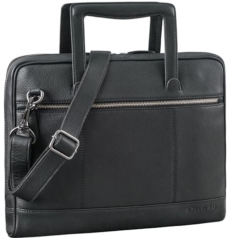 STILORD 'Tristan' Borsa Porta Pc 14 Pollici Uomo Pelle Ventiquattrore Sottile per Lavoro Viaggio Business Bag Vintage Custodia Laptop in Vera Pelle, Colore:nero