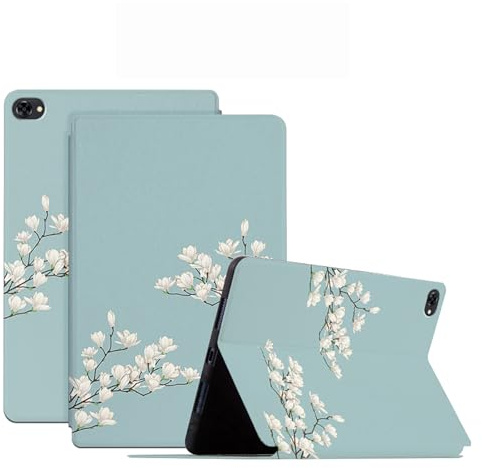 Generisch DayQiQiPu Hülle für Huawei MediaPad M5 Lite 10,1 Zoll BAH2-W19/BAH2-L09 PU Leder Blumen Blossom Seriess Muster Flip Ultradünne Tablet Hülle mit Auto Schlaf/Aufwach Schutzhülle-04
