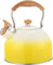 Elegant Yellow Whistling Stovetop Tea Kettle - 2.7 Quart Stainless Steel Teapot with Ergonomic Handle, Compatible with All Heat Sources