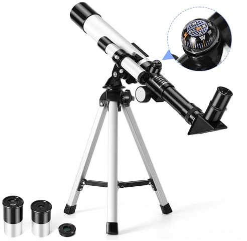 Teleskop für Erwachsene und Kinder, 40 mm, Öffnung 400 mm, für Erwachsene, Anfänger in der Astronomie – Teleskop Astronomisches Refraktor tragbar, vollständig mehrschichtig, hohe Übertragung
