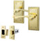EAI Polished Brass Georgian Scroll Door Handle Latch Set - 1 Pair Internal Lever Latch Handles & Latch (64mm) - Rope Design