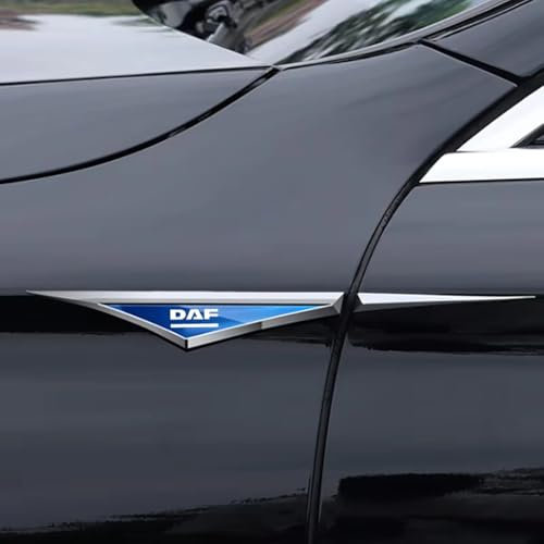 JRZCXGZX Auto Emblem Aufkleber für DAF Auto Abzeichen Logo Auto Aufkleber Emblem Abzeichen Buchstaben Aufkleber Abzeichen Aufkleber,Black Silver