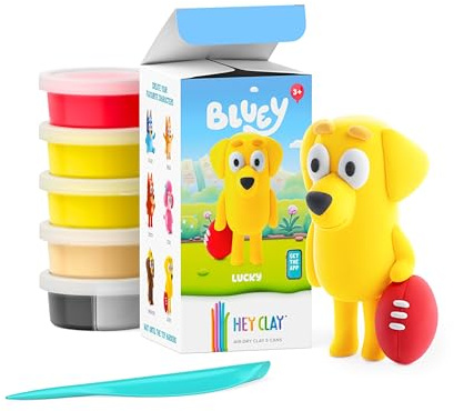 HEY CLAY Bluey & Freunde - Lufttrocknende Knete für Kinder - Bastelset 3+ (Lucky)